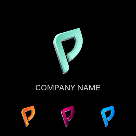 letter p 3D colored logoのイラスト素材