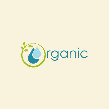 organic leaf water vector logoのイラスト素材