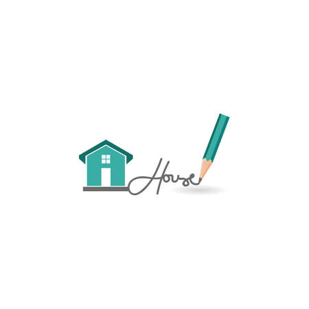 house and pencil logoのイラスト素材