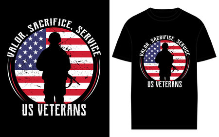 Vector retro vintage american flag and veteran tshirt designのイラスト素材