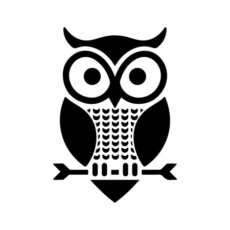 Owl black icon, concept illustration, vector flat symbol, glyph sign.のイラスト素材
