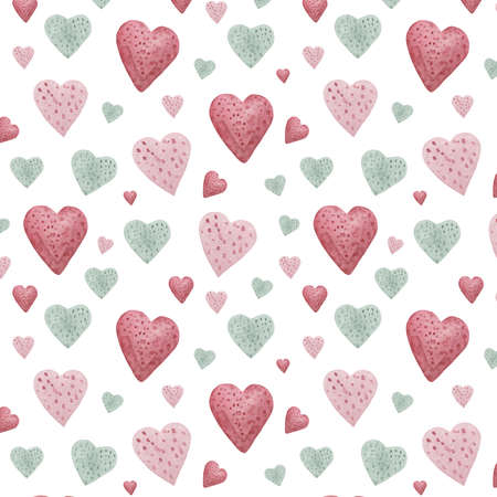 Watercolor seamless pattern on the theme of cleanliness and hygiene. Includes heart-shaped rose...