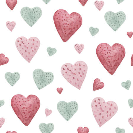 Watercolor seamless pattern on the theme of cleanliness and hygiene. Includes heart-shaped rose...