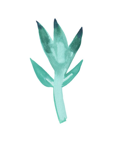 Watercolor leaf (branch with leaves) for decorative use of patterns, wedding and spring themes.の写真素材