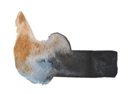 An abstract figure, painted with watercolors and acrylics, with the addition of gold paint.の写真素材