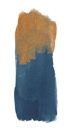 An abstract figure, painted with watercolors and acrylics, with the addition of gold paint.の写真素材