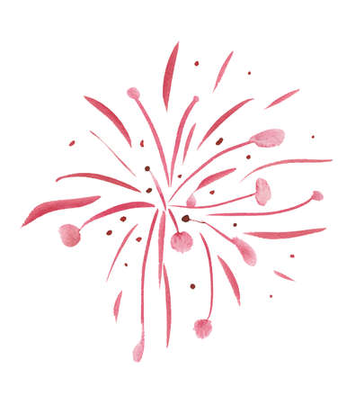 Red fireworks isolated on white backgroundの写真素材
