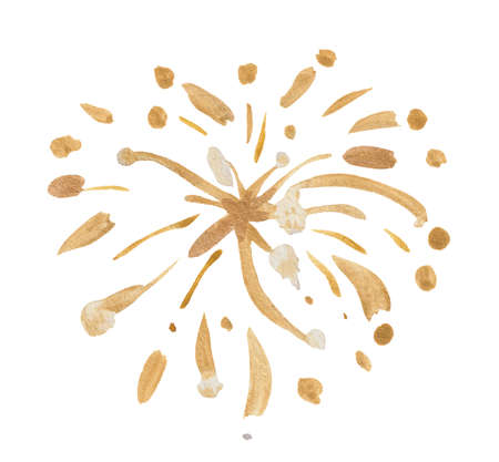 Golden fireworks isolatedの写真素材