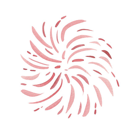 Red fireworks isolated on white backgroundの写真素材