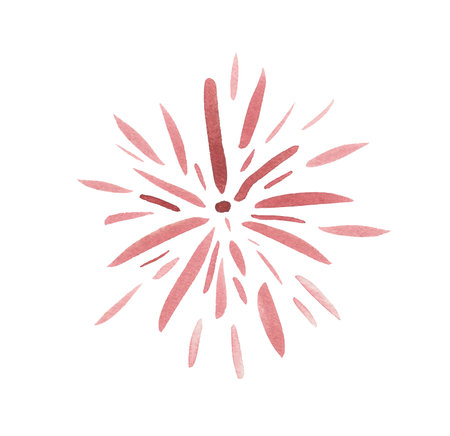 Red fireworks isolated on white backgroundの写真素材