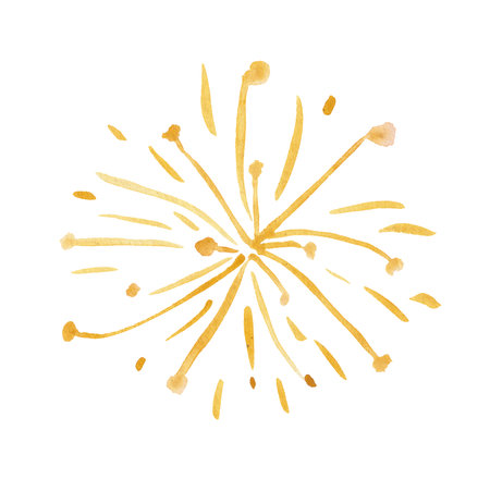 Yellow fireworks isolatedの写真素材