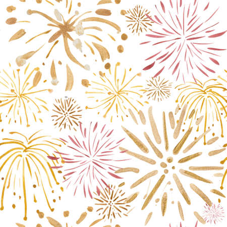 Watercolor seamless pattern of salutes - fireworks.の写真素材