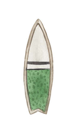 Watercolor set of stylized striped surfboards. Elements on a white background for design compositions on the topic of vacation, holidays, travelの写真素材