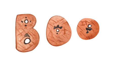 Watercolor element from letters Boo. Halloween night cry. Element on a white background.の写真素材