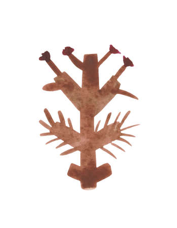 Watercolor flowers dried in the style of primitivism. Decorative autumn flower for a variety of stylish design compositions. Create your own print pattern.の写真素材