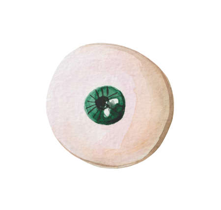 Watercolor eyeball with green pupil, Halloween decorative element.の写真素材
