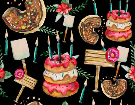 Seamless pattern "Donuts"の写真素材