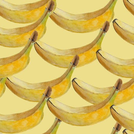Big seamless watercolor pattern of ripe bananas.の写真素材