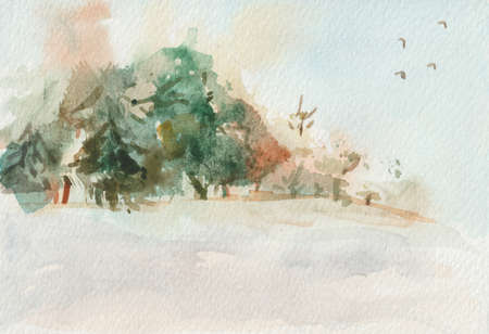 The winter forest, beautiful trees and drifts of snow are ideal for backgrounds on cards and other printed materials with a New Year and Christmas theme.の写真素材