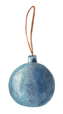Christmas tree toy - a blue ball for a Christmas tree - an ideal decor for the New Year and Christmas.の写真素材
