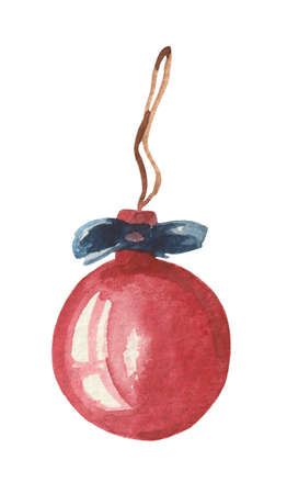 Christmas tree toy - a red ball for a Christmas tree - an ideal decor for the New Year and Christmas.の写真素材