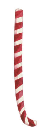New Year's candy cane is the perfect addition to Christmas and New Years. Painted in watercolor on a white background.の写真素材