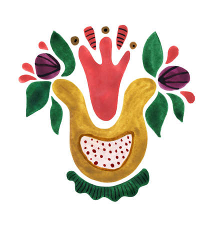 Decorative flower in the style of Ukrainian applied art of the early 20th century. Avant-garde...