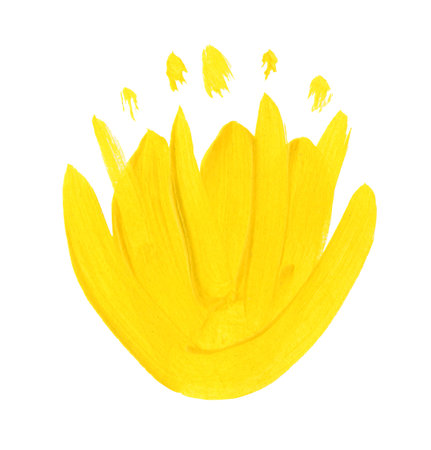Abstract yellow flower. Hand drawn on a white background.の写真素材