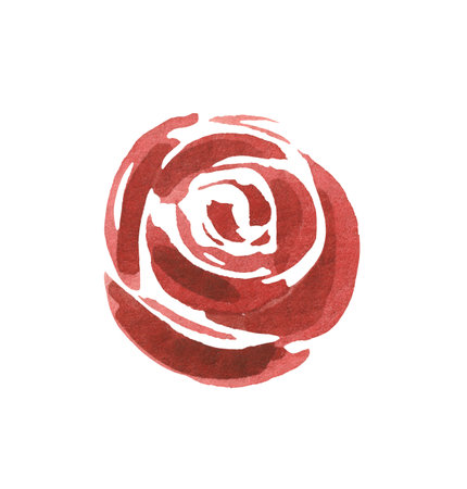 Abstract drawing of a rosebud, top view. hand drawn with watercolors.の写真素材