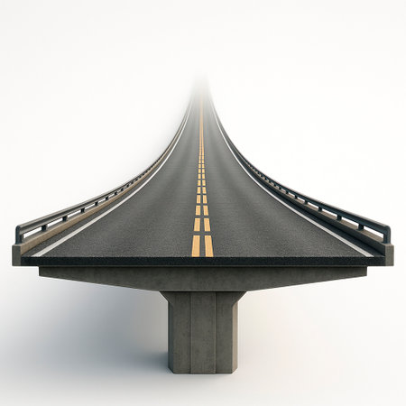 3D bridge gradient icon showing connection and infrastructure development engineering.の素材