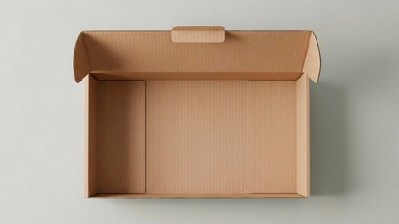 Empty cardboard box on white background. Top view. 3d renderingの素材