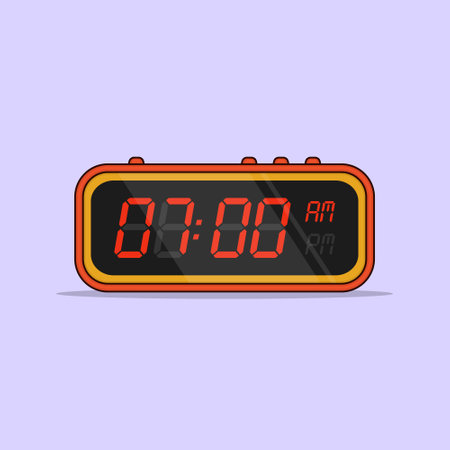 Digital Alarm Clock Vector Icon Illustration Time Alarm Icon