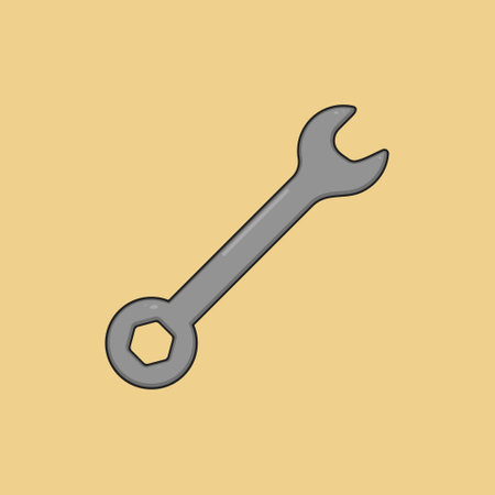 Flat Metal Wrench Icon Vector Illustration toolのイラスト素材