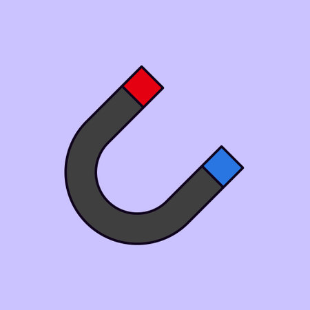 Flat Red Blue North South U Shape Magnet Icon Illustration Vectorのイラスト素材