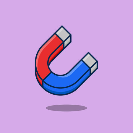 Magnet Illustration Vector Icon with Red and Blue Polesのイラスト素材