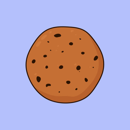 Flat Chocolate Choco Chips Cookie Icon Vector Illustrationのイラスト素材