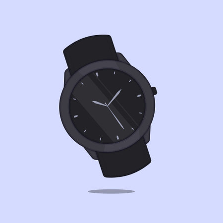 Black Matte Hand Wrist Watch Icon Vector Illustrationのイラスト素材