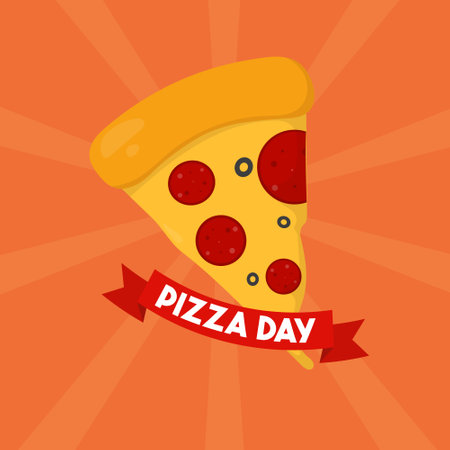 Pizza Day Vector Illustration Icon Pizza Day Iconのイラスト素材