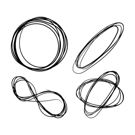 Random Hand Drawn Scribble Doodle symbols Vector Random Hand drawn doodles iconのイラスト素材