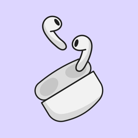 TWS Wireless Earphone vector Illustration wireless Airpods Illustration Headphones TWS iconのイラスト素材