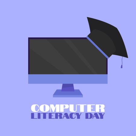 World Computer Literacy Day Vector Illustration Icon Computer Literacy Education Day icon December 2 Computer IT educationのイラスト素材