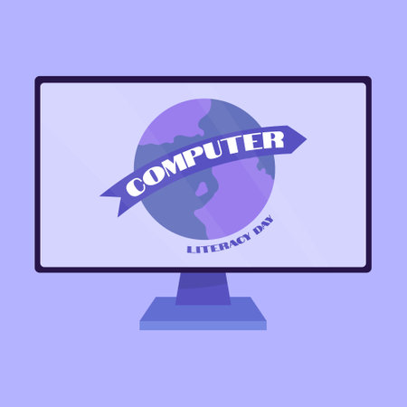 World Computer Literacy Day Vector Illustration Icon Computer Literacy Education Day icon December 2 Computer IT educationのイラスト素材