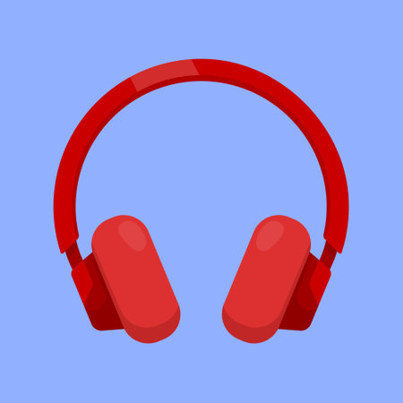 Red headphones icon. Red Headphones Icon. Headphones Speaker Vector Illustration. Gaming Podcast Content Creator headphones Icon.のイラスト素材