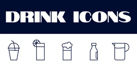 Drink line icon set. Beverage Drink icons set. line drinks icon vector illustration. Beverage icons set.のイラスト素材
