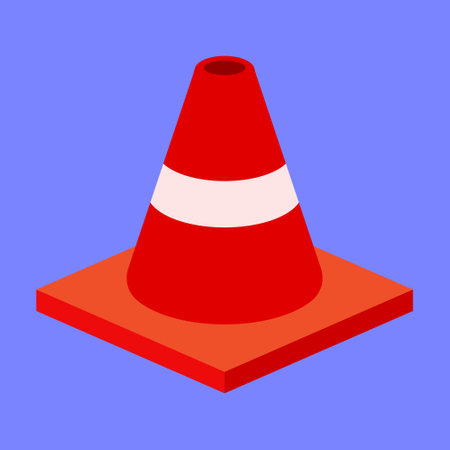 Traffic cone icon in isometric 3d style on blue backgroundのイラスト素材