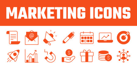Marketing icons set. Set of marketing icons for web design.のイラスト素材