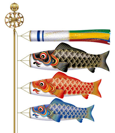 Carp streamers,Japanese Childrens Day, May 5.の写真素材
