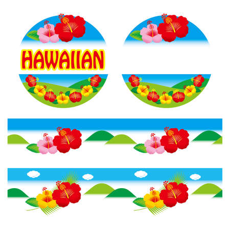 Hibiscus illustration collection.のイラスト素材