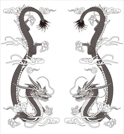 Illustration of a dragons. Vector.のイラスト素材