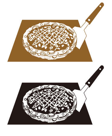An illustration of the Okonomiyaki ( Japanese savory pancake).のイラスト素材